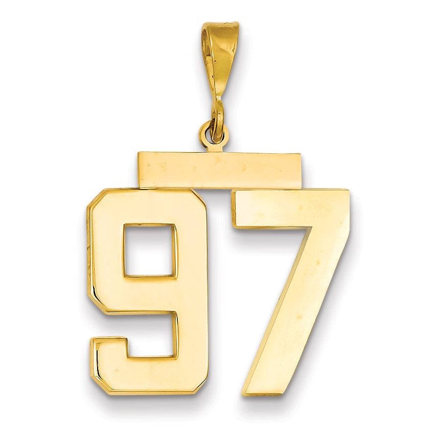 Lovely Rita's Pendants & Charms 14k Yellow Gold Polished Finish Large Size Number 97 Charm Pendant