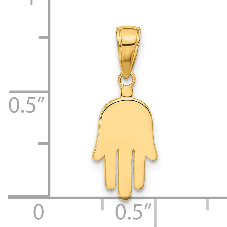 Lovely Rita's Pendants & Charms 14K Yellow Gold Polished Finish Large Solid Hamsa Charm Pendant