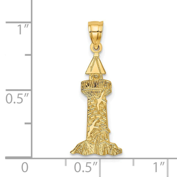 Lovely Rita's Pendants & Charms 14K Yellow Gold Polished Finish Lighthouse With Seagulls Charm Pendant