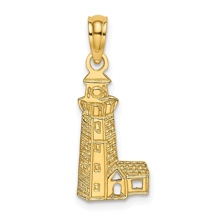 Lovely Rita's Pendants & Charms 14K Yellow Gold Polished Finish Lighthouse with Side Building Charm