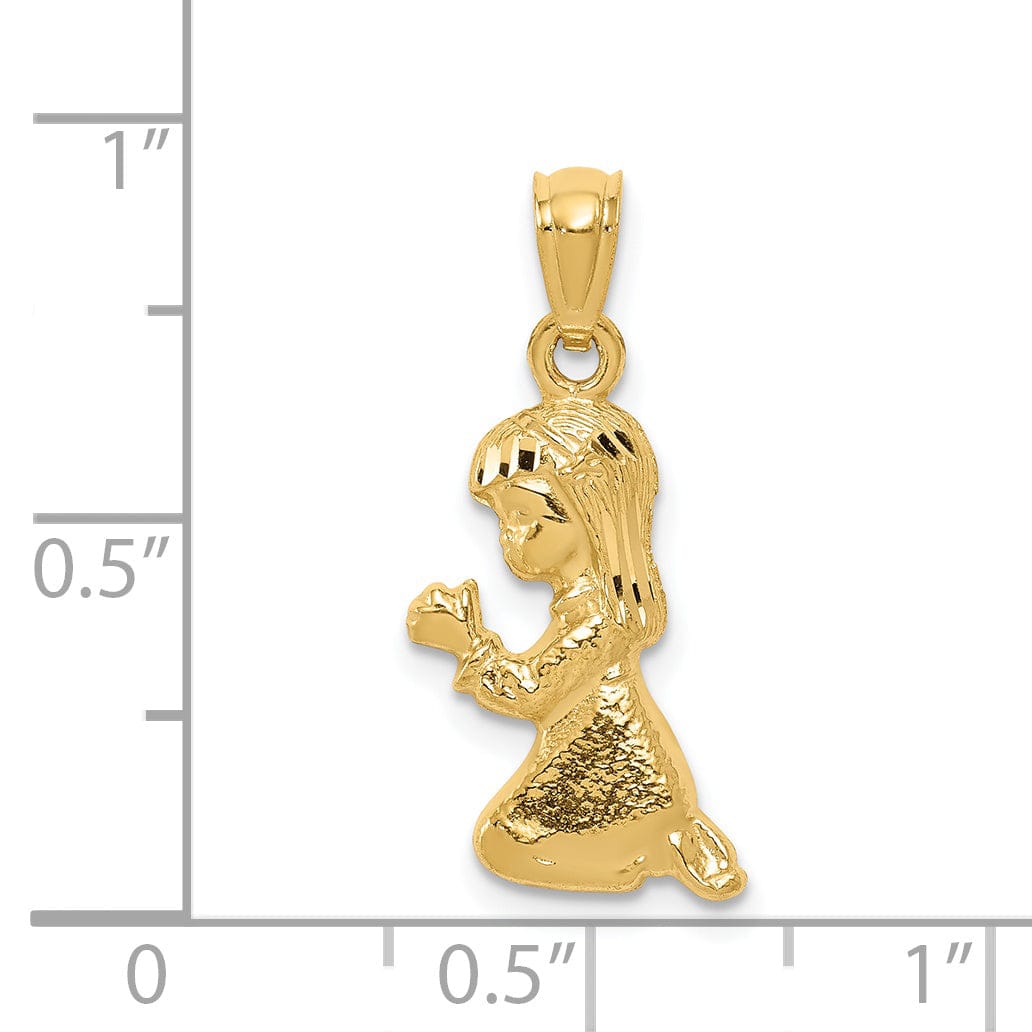 Lovely Rita's Pendants & Charms 14k Yellow Gold Polished Finish Little Girl Praying on Knees Pendant