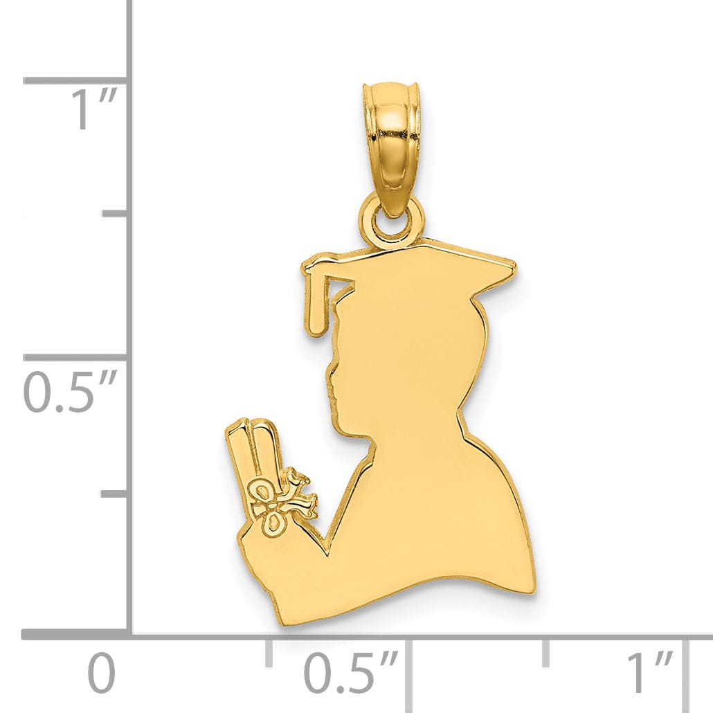 Lovely Rita's Pendants & Charms 14k Yellow Gold Polished Finish Male Graduation Profile Charm Pendant