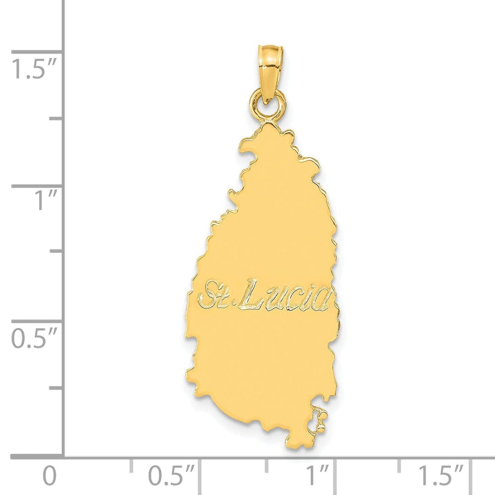 Lovely Rita's Pendants & Charms 14k Yellow Gold Polished Finish Map Shape of ST. LUCIA Island Charm Pendant