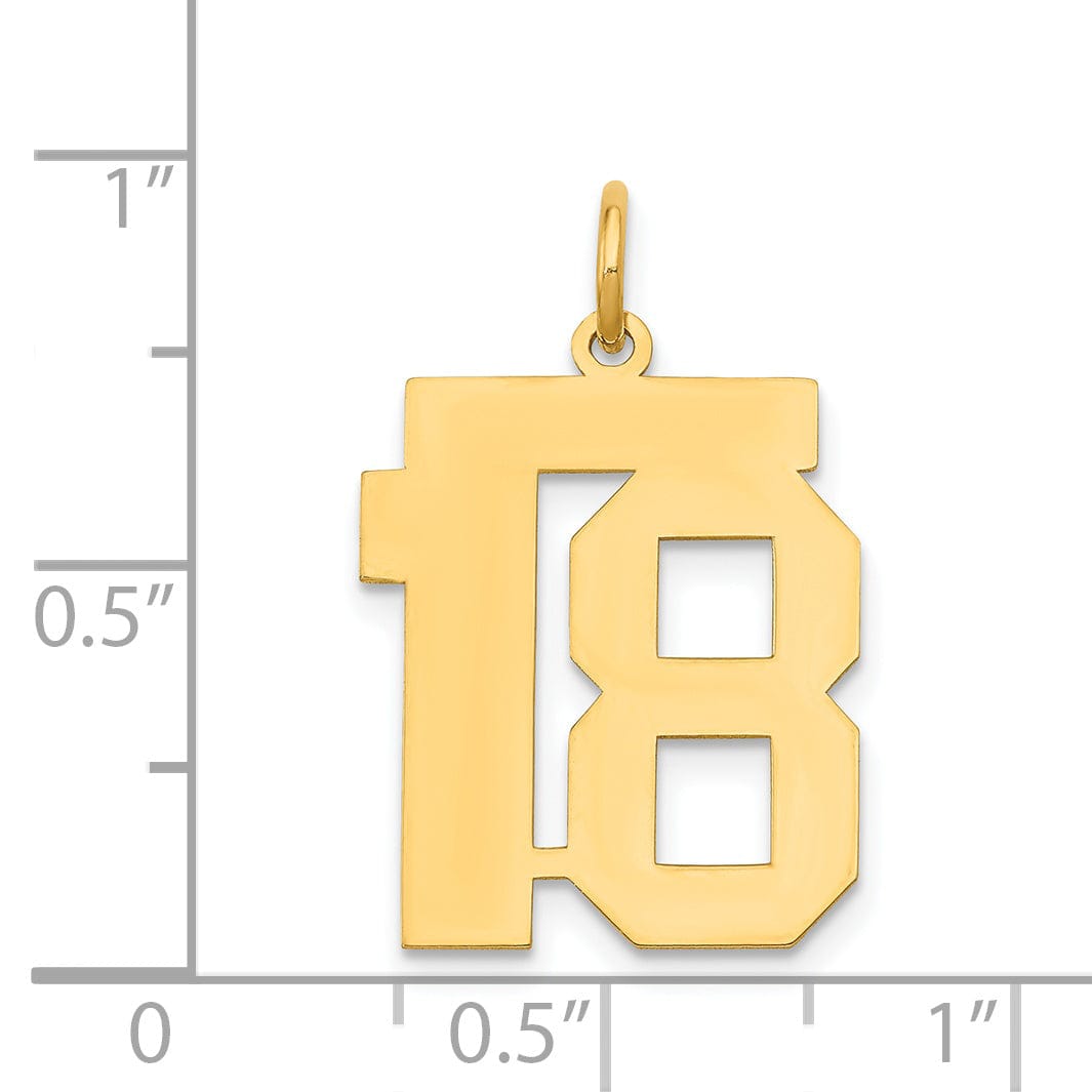Lovely Rita's Pendants & Charms 14K Yellow Gold Polished Finish Medium Size Number 18 Charm Pendant