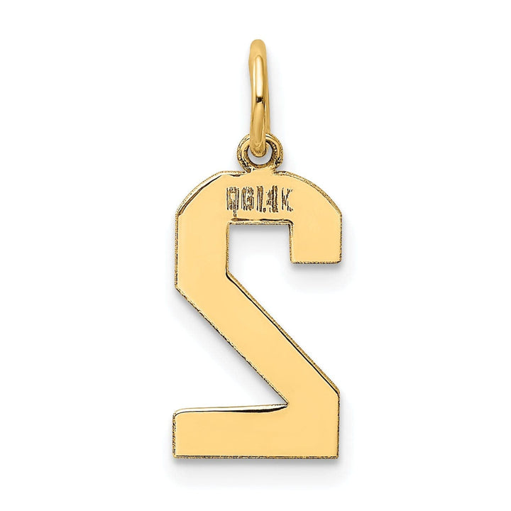 Lovely Rita's Pendants & Charms 14K Yellow Gold Polished Finish Medium Size Number 2 Charm Pendant