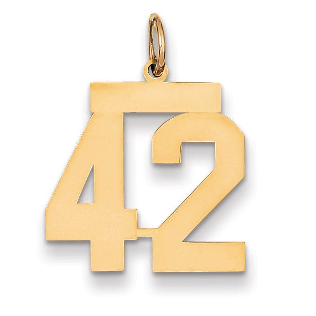 Lovely Rita's Pendants & Charms 14K Yellow Gold Polished Finish Medium Size Number 42 Charm Pendant
