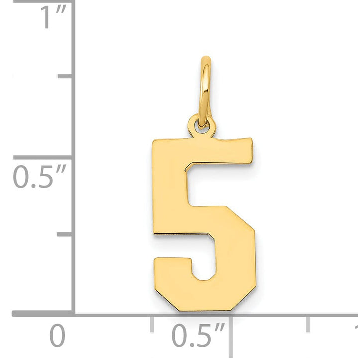 Lovely Rita's Pendants & Charms 14K Yellow Gold Polished Finish Medium Size Number 5 Charm Pendant