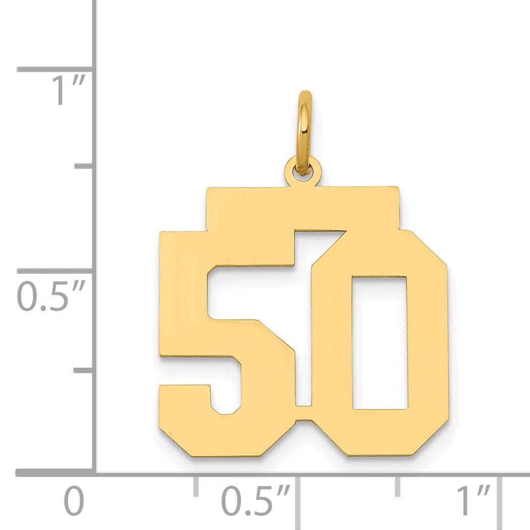 Lovely Rita's Pendants & Charms 14K Yellow Gold Polished Finish Medium Size Number 50 Charm Pendant