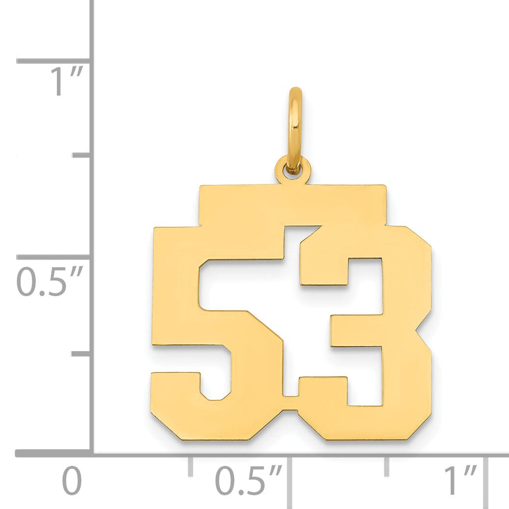Lovely Rita's Pendants & Charms 14K Yellow Gold Polished Finish Medium Size Number 53 Charm Pendant