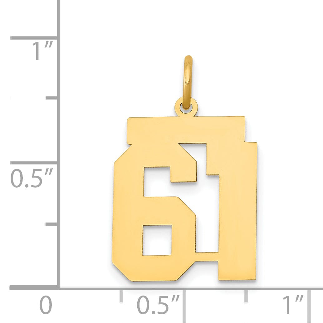 Lovely Rita's Pendants & Charms 14K Yellow Gold Polished Finish Medium Size Number 61 Charm Pendant