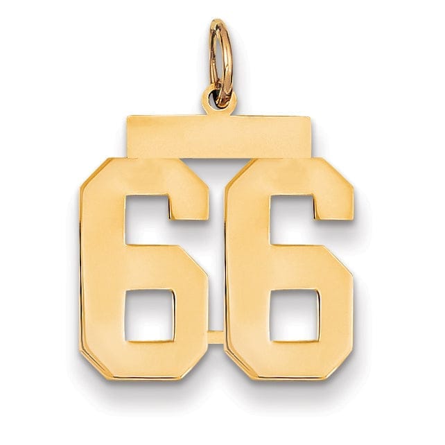 Lovely Rita's Pendants & Charms 14K Yellow Gold Polished Finish Medium Size Number 66 Charm Pendant