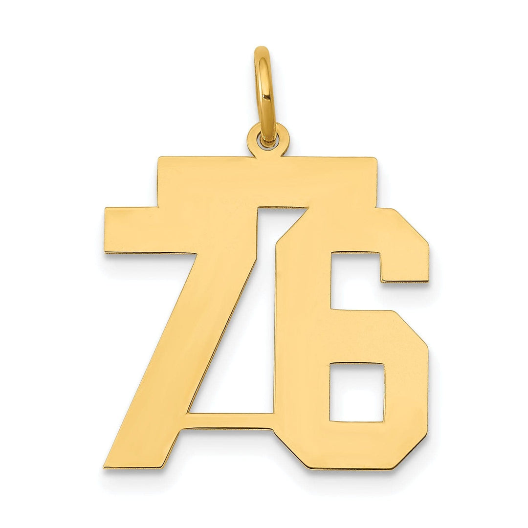 Lovely Rita's Pendants & Charms 14K Yellow Gold Polished Finish Medium Size Number 76 Charm Pendant