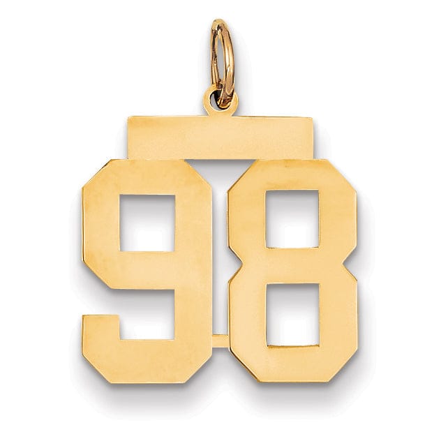 Lovely Rita's Pendants & Charms 14K Yellow Gold Polished Finish Medium Size Number 98 Charm Pendant