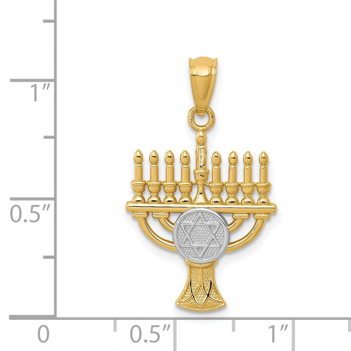 Lovely Rita's Pendants & Charms 14K Yellow Gold Polished Finish Menorah Star of David Symbol Pendant