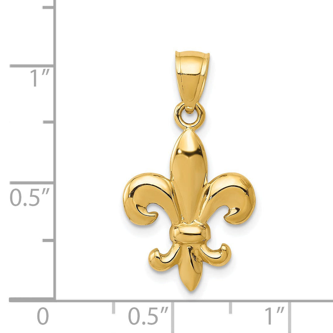 Lovely Rita's Pendants & Charms 14k Yellow Gold Polished Finish Mens Fleur de Lis Design Pendant