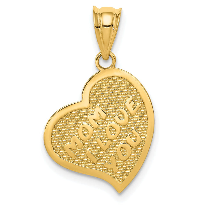 Lovely Rita's Pendants & Charms 14k Yellow Gold Polished Finish Mom I Love You with Cross on Reversible Side Heart Shape Pendant