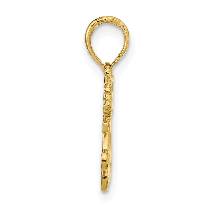 Lovely Rita's Pendants & Charms 14K Yellow Gold Polished Finish MOM with 2 Angels Holding Heart Design Charm Pendant