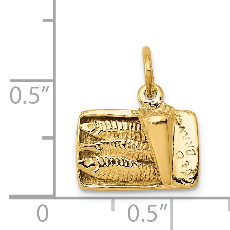 Lovely Rita's Pendants & Charms 14K Yellow Gold Polished Finish Moveable 3-D Sardine Can Pendant