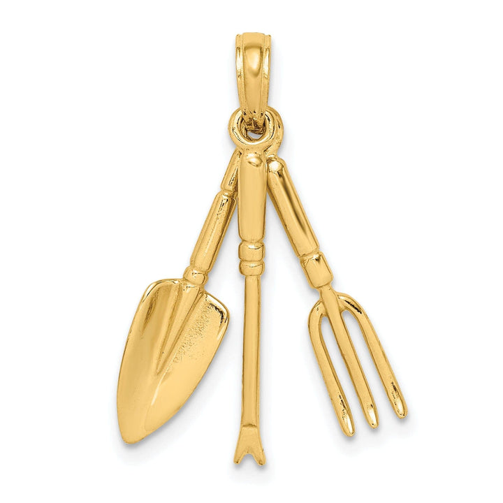 Lovely Rita's Pendants & Charms 14K Yellow Gold Polished Finish Moveable Assorted Garden Hand Tools Charm Pendant