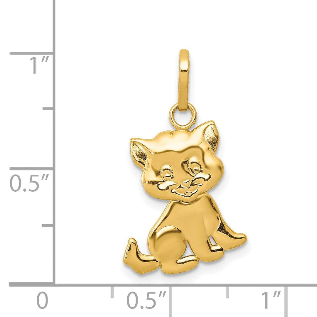 Lovely Rita's Pendants & Charms 14k Yellow Gold Polished Finish Moveable Cat Charm Design Pendant