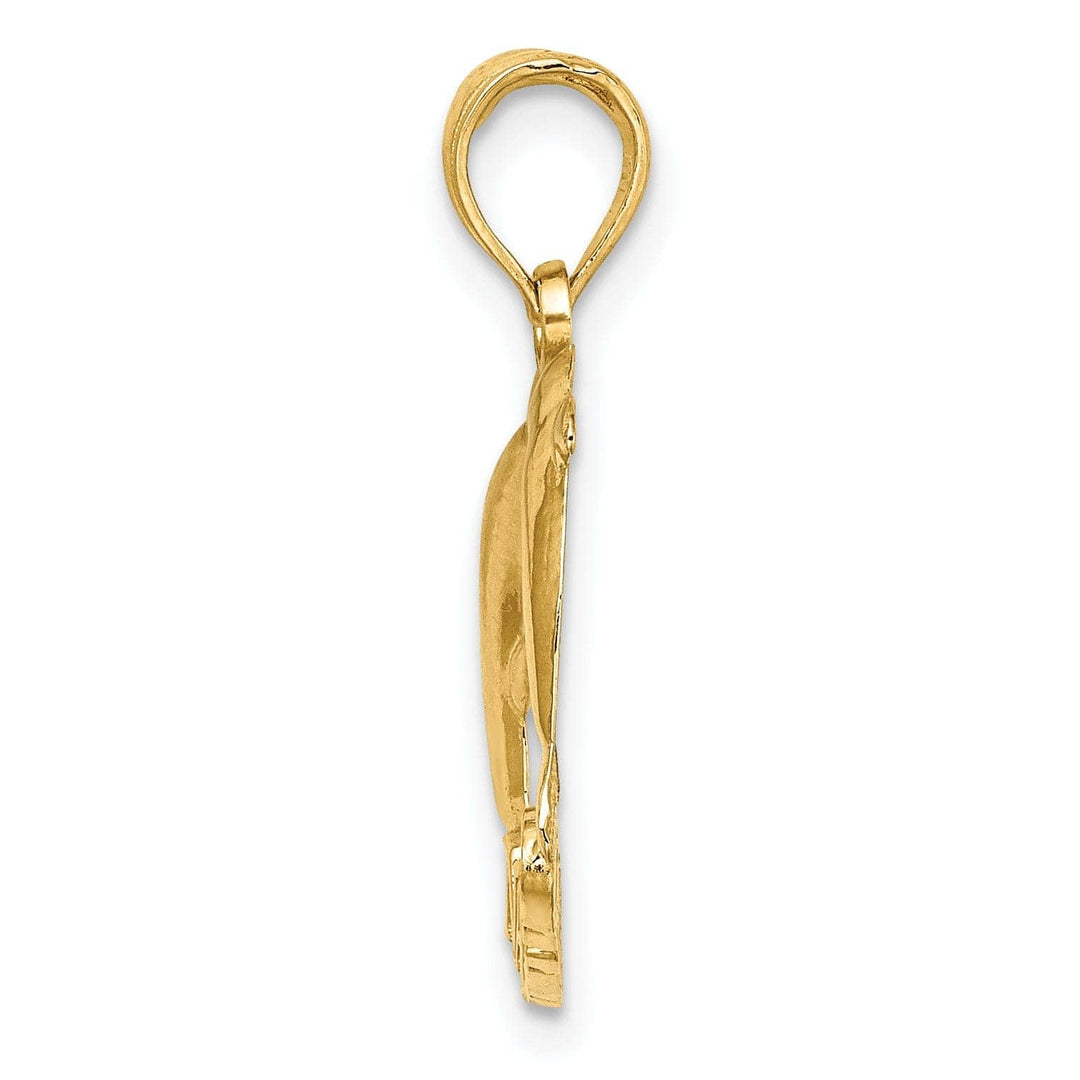 Lovely Rita's Pendants & Charms 14K Yellow Gold Polished Finish NAGS HEAD Banner with Double Jumping Dolphins Charm Pendant