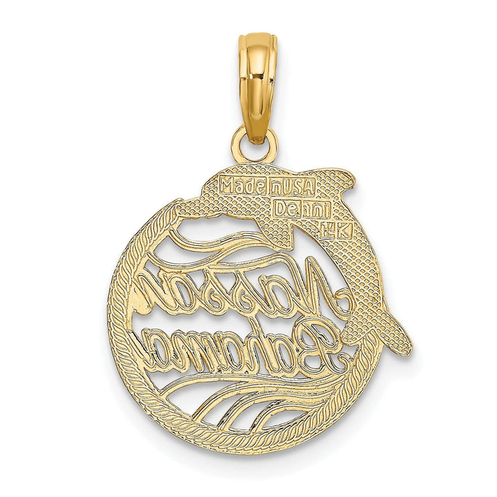 Lovely Rita's Pendants & Charms 14K Yellow Gold Polished Finish NASSAU BAHAMAS with Dolphin with Circle Design Charm Pendant