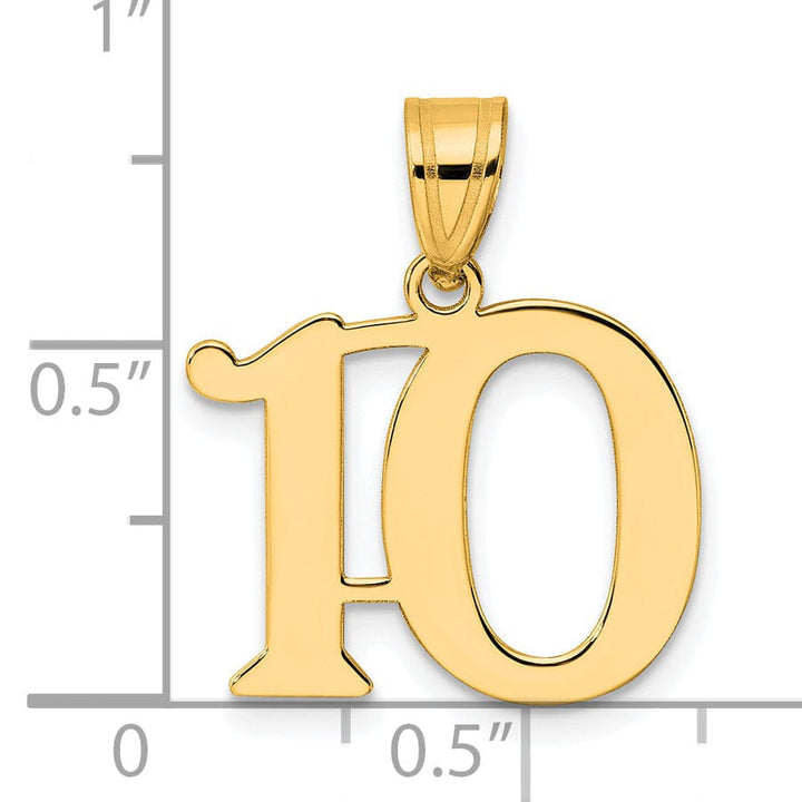 Lovely Rita's Pendants & Charms 14k Yellow Gold Polished Finish Number 10 Charm Pendant