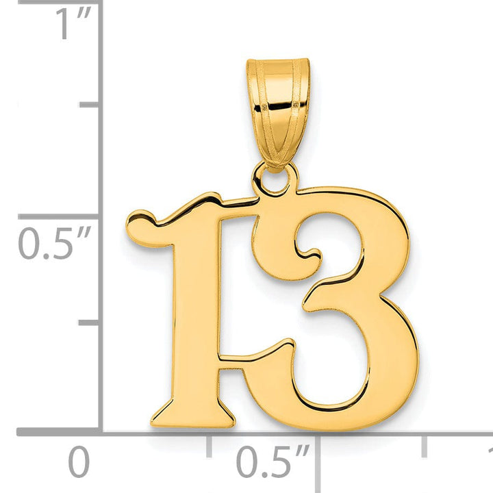 Lovely Rita's Pendants & Charms 14k Yellow Gold Polished Finish Number 13 Charm Pendant