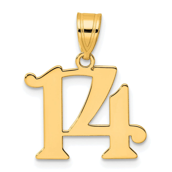 Lovely Rita's Pendants & Charms 14k Yellow Gold Polished Finish Number 14 Charm Pendant