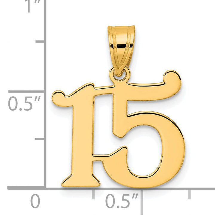 Lovely Rita's Pendants & Charms 14k Yellow Gold Polished Finish Number 15 Charm Pendant