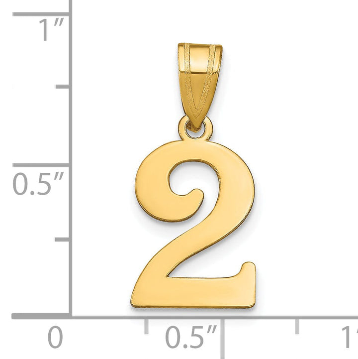 Lovely Rita's Pendants & Charms 14k Yellow Gold Polished Finish Number 2 Charm Pendant
