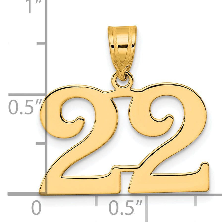 Lovely Rita's Pendants & Charms 14k Yellow Gold Polished Finish Number 22 Charm Pendant