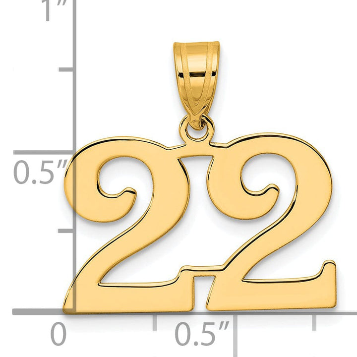 Lovely Rita's Pendants & Charms 14k Yellow Gold Polished Finish Number 22 Charm Pendant