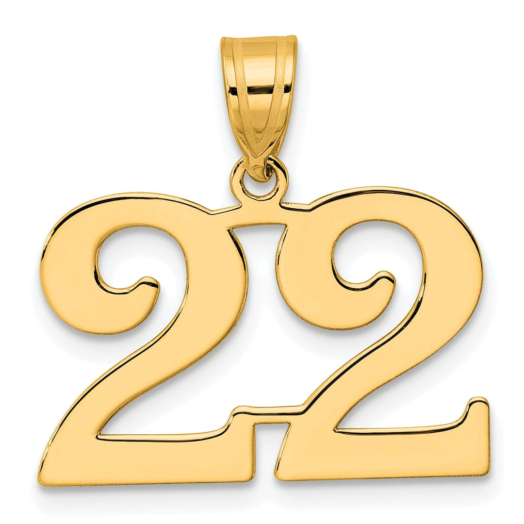 Lovely Rita's Pendants & Charms 14k Yellow Gold Polished Finish Number 22 Charm Pendant