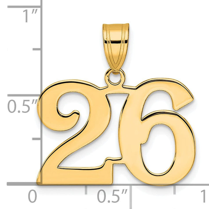 Lovely Rita's Pendants & Charms 14k Yellow Gold Polished Finish Number 26 Charm Pendant