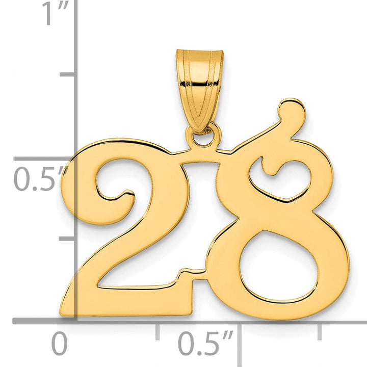 Lovely Rita's Pendants & Charms 14k Yellow Gold Polished Finish Number 28 Charm Pendant