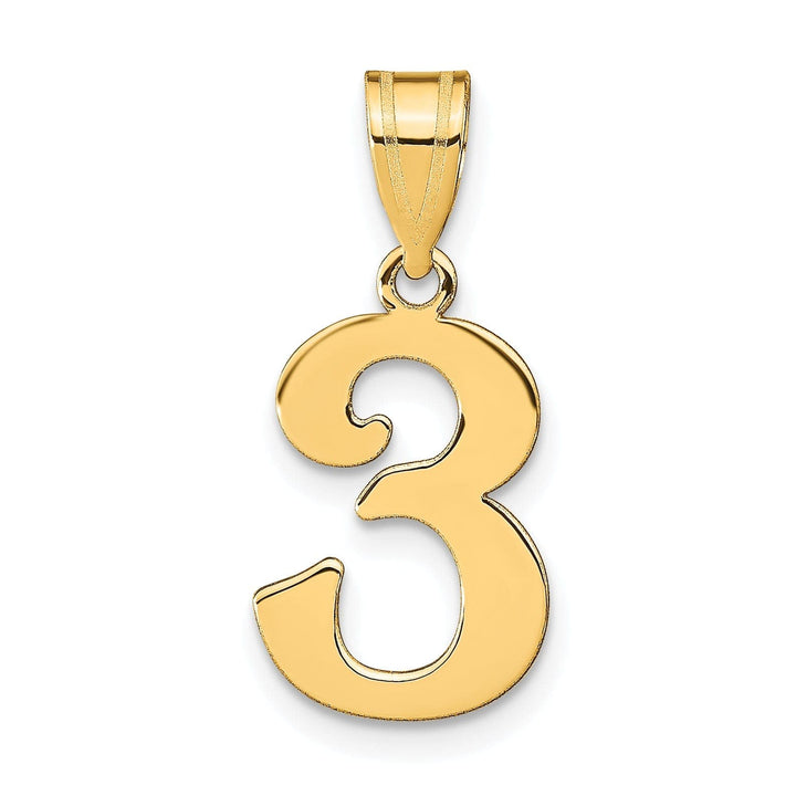 Lovely Rita's Pendants & Charms 14k Yellow Gold Polished Finish Number 3 Charm Pendant
