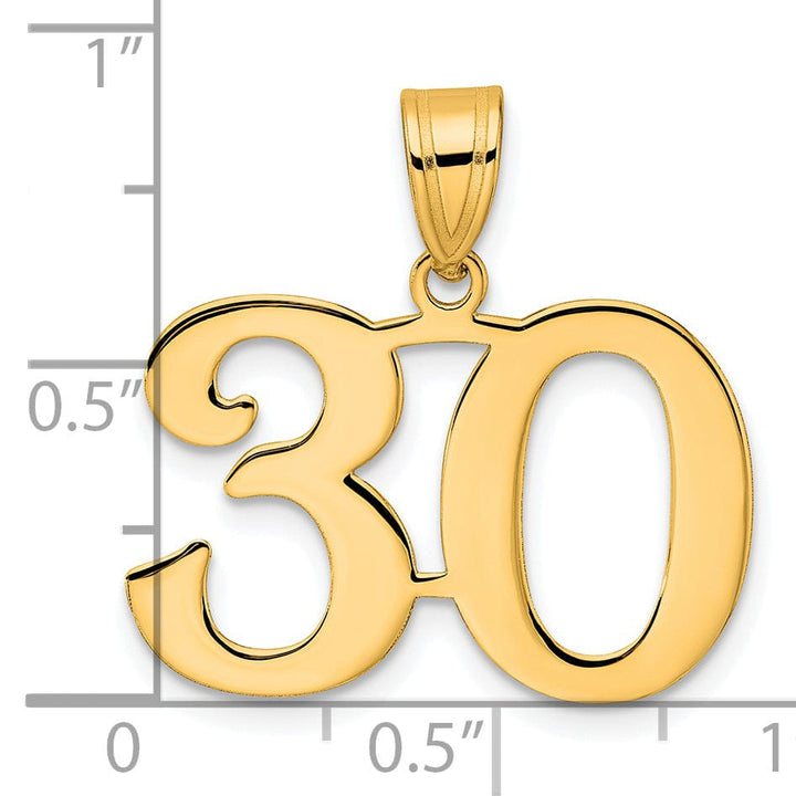 Lovely Rita's Pendants & Charms 14k Yellow Gold Polished Finish Number 30 Charm Pendant