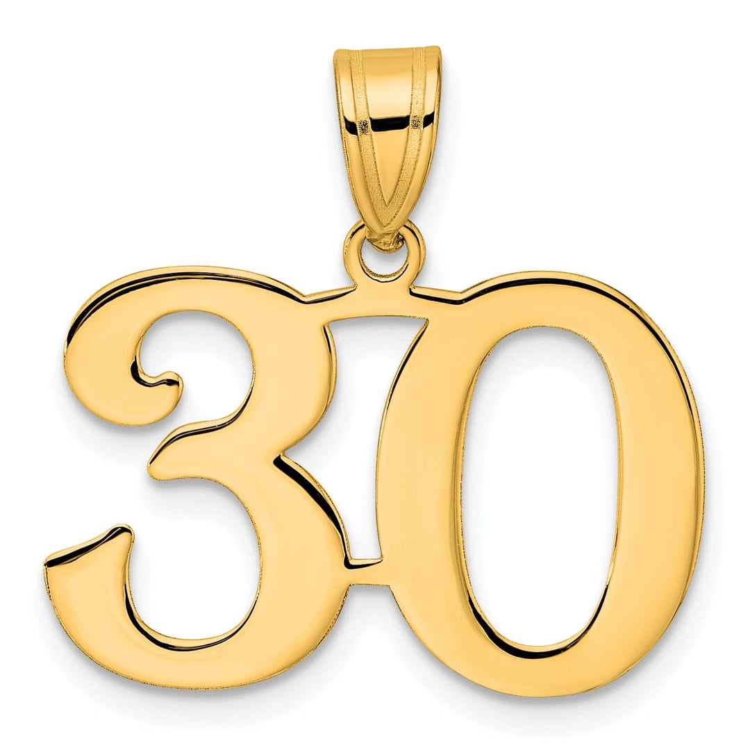 Lovely Rita's Pendants & Charms 14k Yellow Gold Polished Finish Number 30 Charm Pendant