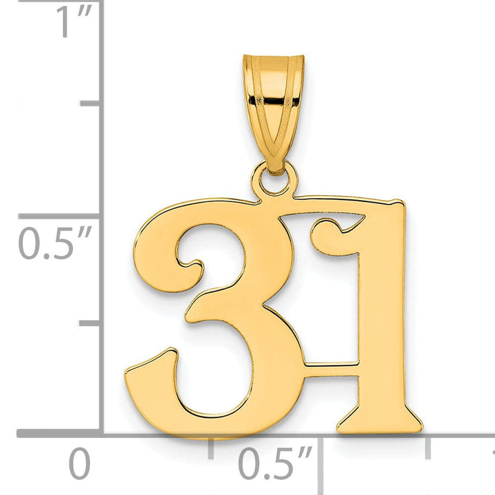 Lovely Rita's Pendants & Charms 14k Yellow Gold Polished Finish Number 31 Charm Pendant