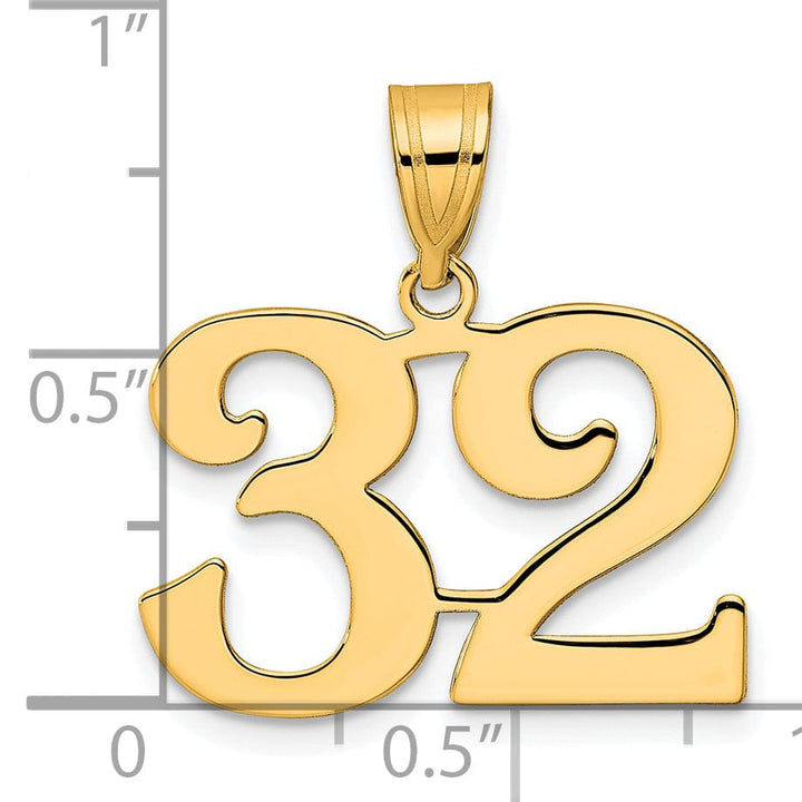 Lovely Rita's Pendants & Charms 14k Yellow Gold Polished Finish Number 32 Charm Pendant