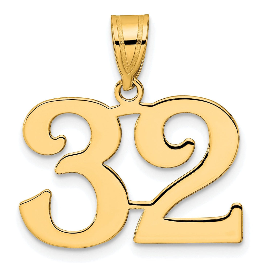 Lovely Rita's Pendants & Charms 14k Yellow Gold Polished Finish Number 32 Charm Pendant