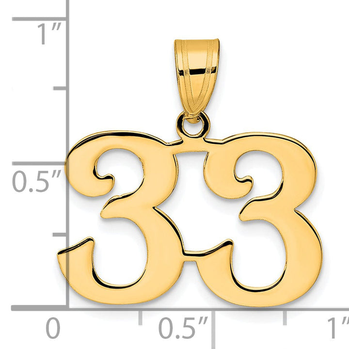 Lovely Rita's Pendants & Charms 14k Yellow Gold Polished Finish Number 33 Charm Pendant