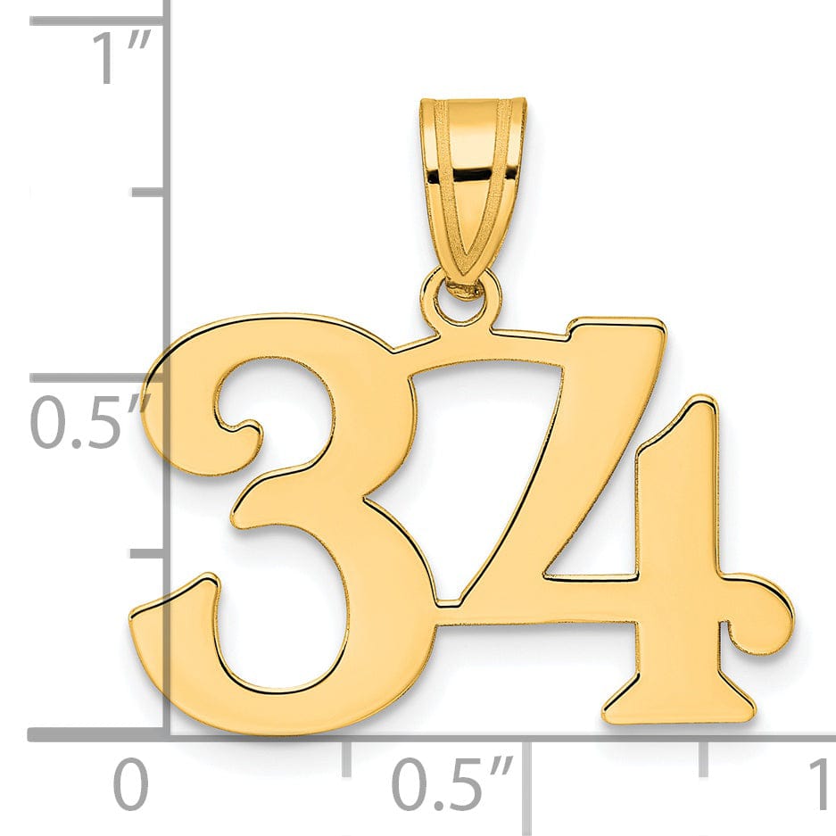 Lovely Rita's Pendants & Charms 14k Yellow Gold Polished Finish Number 34 Charm Pendant