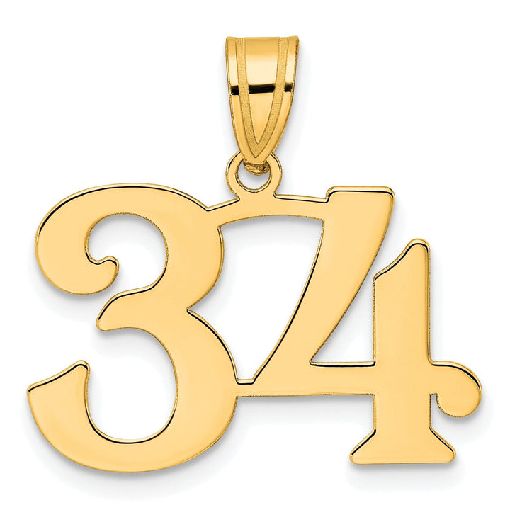 Lovely Rita's Pendants & Charms 14k Yellow Gold Polished Finish Number 34 Charm Pendant