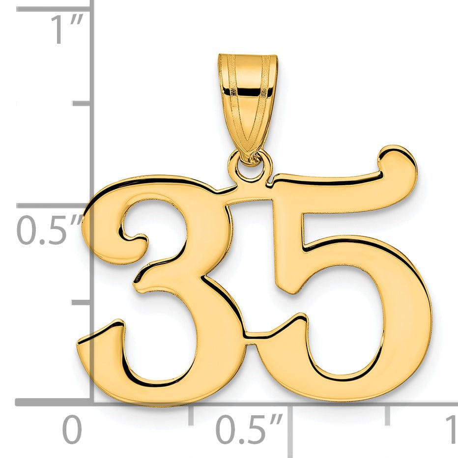 Lovely Rita's Pendants & Charms 14k Yellow Gold Polished Finish Number 35 Charm Pendant