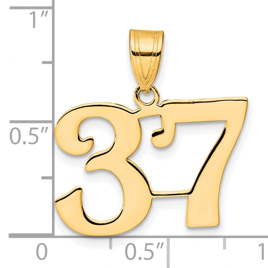 Lovely Rita's Pendants & Charms 14k Yellow Gold Polished Finish Number 37 Charm Pendant