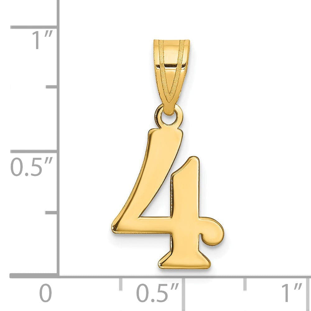 Lovely Rita's Pendants & Charms 14k Yellow Gold Polished Finish Number 4 Charm Pendant