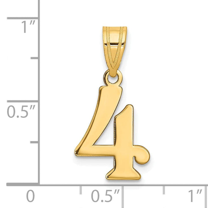 Lovely Rita's Pendants & Charms 14k Yellow Gold Polished Finish Number 4 Charm Pendant