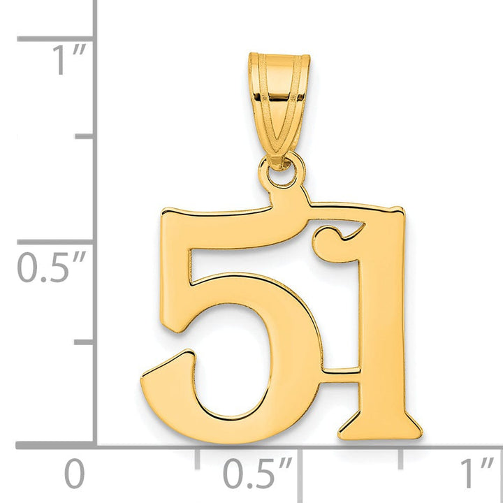 Lovely Rita's Pendants & Charms 14k Yellow Gold Polished Finish Number 51 Charm Pendant